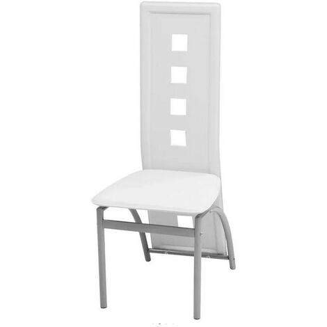 Chaise simili cuir blanc et pieds métal Ceaney - Lot de 4 (1/2)
