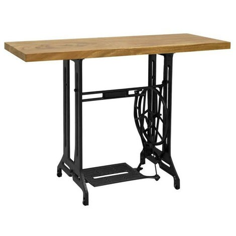 Console suar massif finition teck et pieds métal noir Tinyl (1/3)