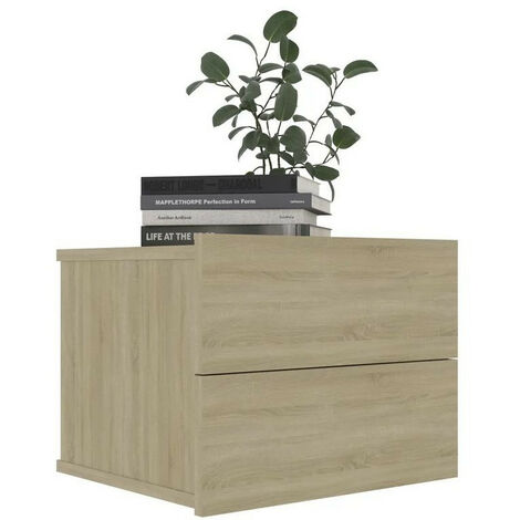 Table de chevet 2 tiroirs bois chêne clair Kelin - Lot de 2 (1/3)