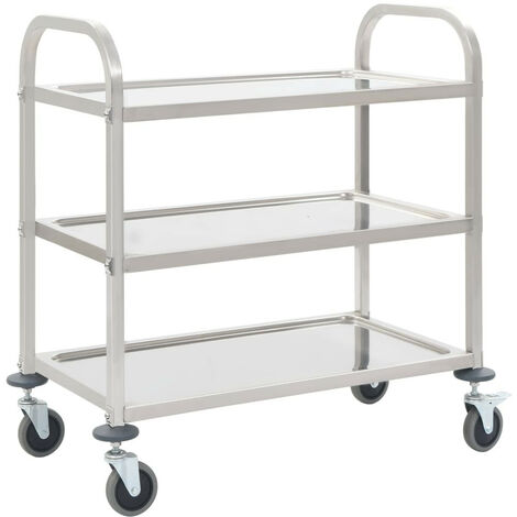 Chariot de cuisine à 3 niveaux 87x45x83,5 Acier inoxydable (1/5)