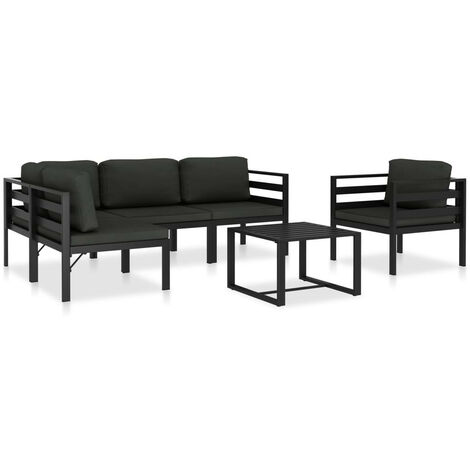 Salon de jardin 6 pcs avec coussins Aluminium Anthracite 6 (1/5)