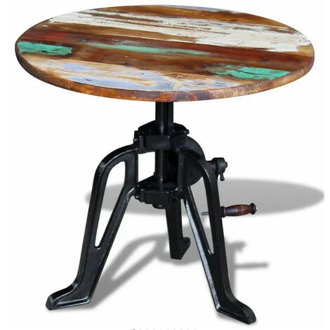 Table d'appoint bois de récupération et pied métal noir Issaf (1/4)