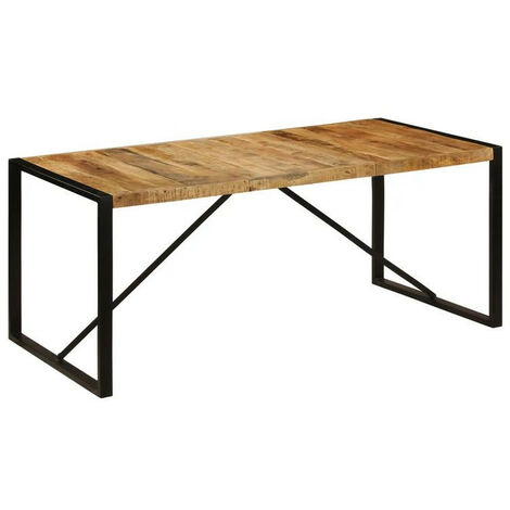 Table à manger manguier massif clair et pieds métal noir Tota 180cm (1/4)