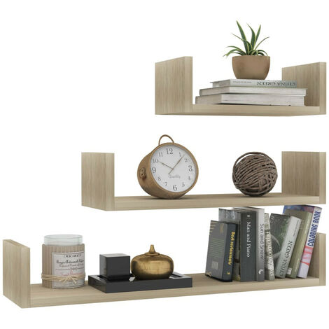Étagères murales 3 pcs Chêne sonoma (1/5)