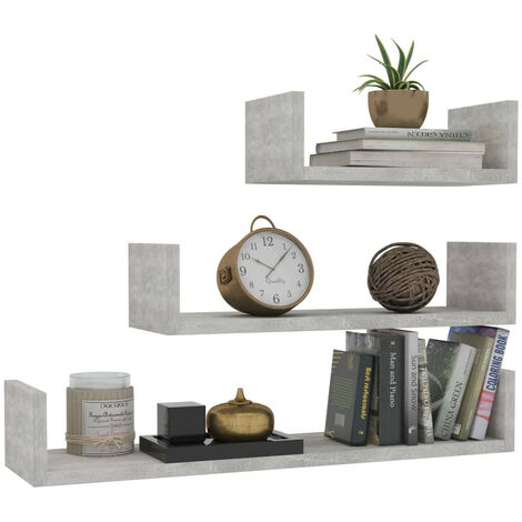 Étagères murales 3 pcs Gris béton (1/5)
