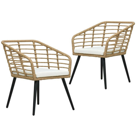 Chaises de jardin 2 pcs avec coussins Résine tressée Chêne (1/5)