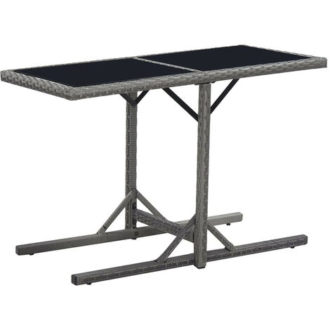 Table de jardin Noir 110x53x72 Verre et résine tressée (1/5)