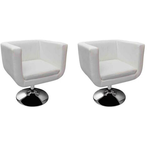 Chaises de bar 2 pcs Blanc Similicuir (1/5)