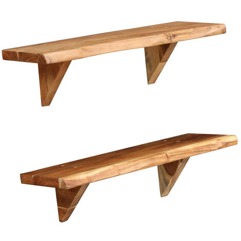 Étagères murales 2 pcs 60x20x16 Bois d'acacia massif (1/5)