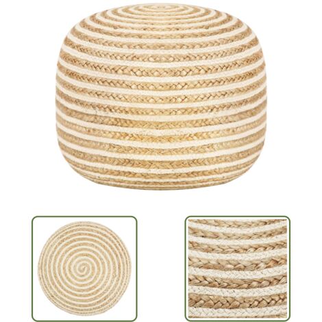 The Living Store Pouf fait à la main 45x30 cm Jute - Pouf Design - Pouf Moderne - Pouf Jute - Pouf Artisanal - Mobilier Ethnique (1/3)