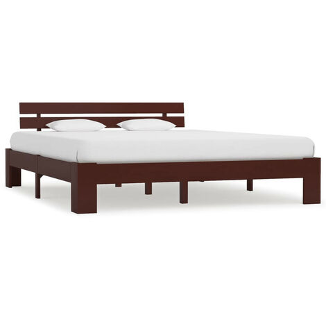 Lit Marron foncé Bois de pin massif 180x200 (1/5)