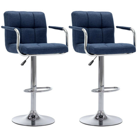 Chaises de bar 2 pcs Bleu Tissu (1/5)