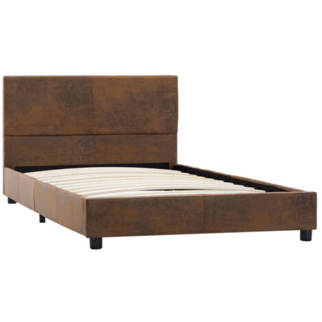 Lit Marron Similicuir daim 90x200 4 (1/5)