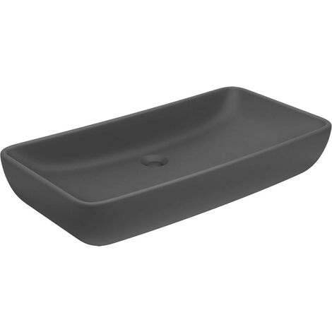 Lavabo de luxe rectangulaire Gris foncé mat 71x38 cm Céramique (1/5)