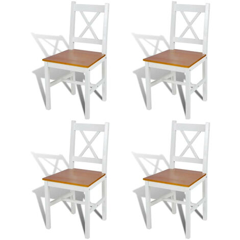 Chaise de cuisine blanc laqué et marron Dina - Lot de 4 (1/5)