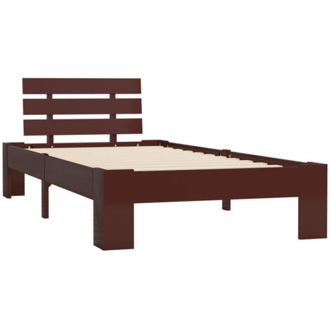 Lit Marron foncé Bois de pin massif 90x200 (1/5)