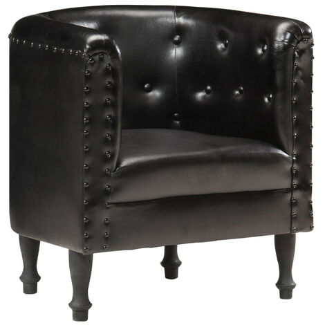 Fauteuil Noir Cuir véritable 8 (1/5)