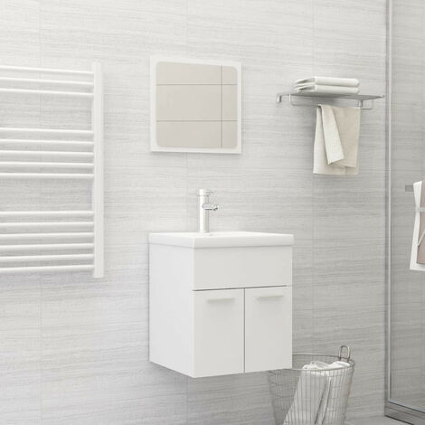 Ensemble de meubles de salle de bain 2 pcs Blanc (1/5)
