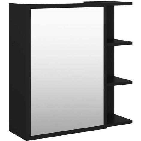 Armoire à miroir de salle de bain Noir 62,5x20,5x64cm (1/5)
