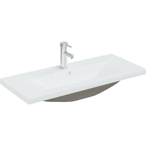Lavabo encastré avec robinet 91x39x18 cm Céramique Blanc (1/5)