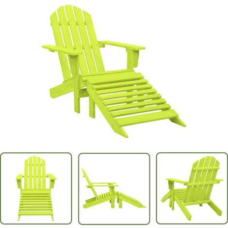 Chaise de jardin Adirondack avec pouf Bois de sapin solide Vert (1/5)