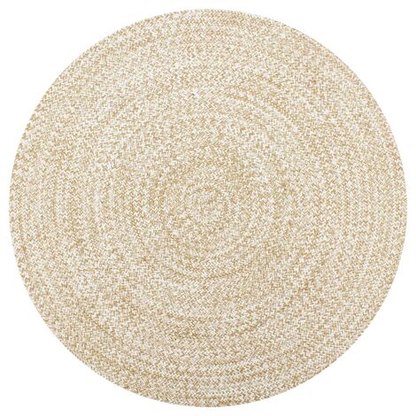 Tapis fait à la main Jute Blanc et naturel 90cm (1/5)
