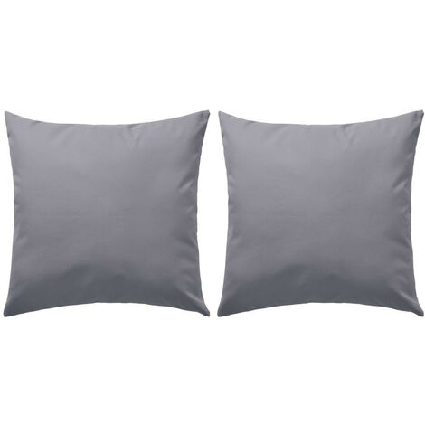Oreiller d'extérieur 2 pièces 45 x 45 cm Gris (1/3)