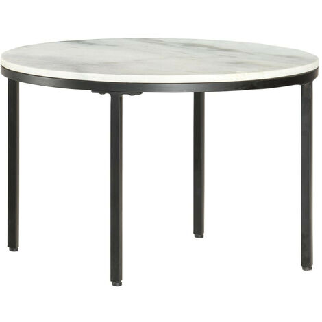 Table basse Blanc et noir Ø65 cm Marbre solide véritable (1/5)