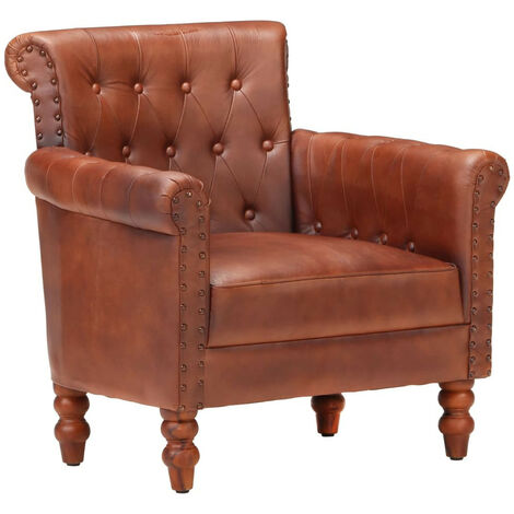 Fauteuil Marron Cuir de chèvre véritable (1/5)