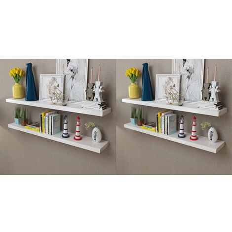 Étagères murales 4 pcs Blanc 120cm (1/5)