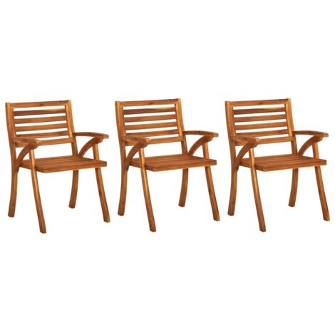 Chaises à dîner de jardin avec coussins 3 pcs Acacia massif 15 (1/5)