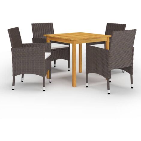 Ensemble de salle à manger de jardin 5 pcs Marron 14 (1/5)