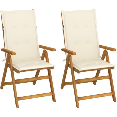 Chaises inclinables de jardin 2 pcs avec coussins Bois d'acacia 23 (1/5)