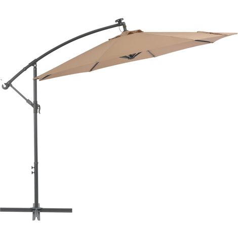 Parasol en porte-à-faux LED et mât en acier 300cm Taupe (1/5)