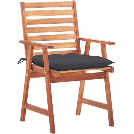 Chaises à dîner d'extérieur 2 pcs avec coussins Acacia massif 35 (1/5)