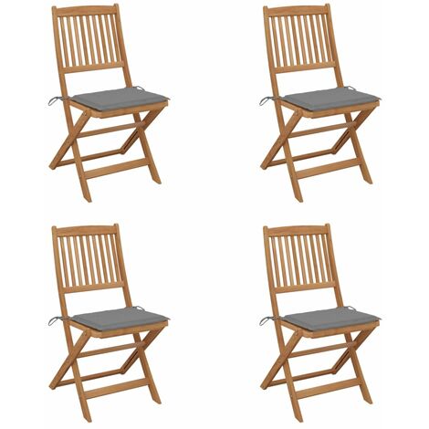 Chaises pliables de jardin 4 pcs avec coussins Bois d'acacia 46 (1/5)