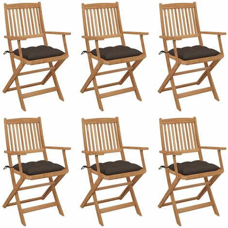 Chaises pliables de jardin 6 pcs avec coussins Bois d'acacia 128 (1/5)