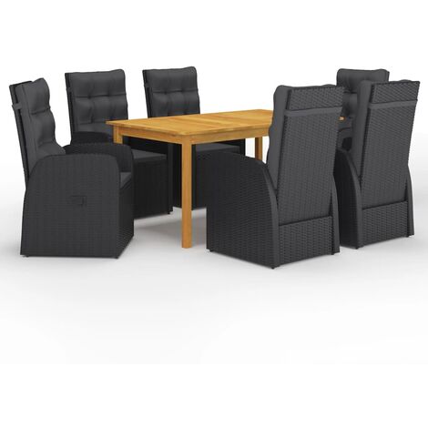 Ensemble de salle à manger de jardin 7 pcs Noir 60 (1/5)