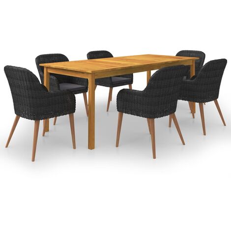 Ensemble de salle à manger de jardin 7 pcs Noir 68 (1/5)