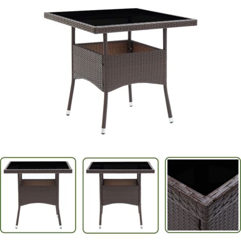 Table de salle à manger de jardin Marron Résine tressée (1/5)