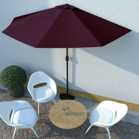 Parasol de balcon mât en aluminium Bordeaux 300x150x253 cm Demi