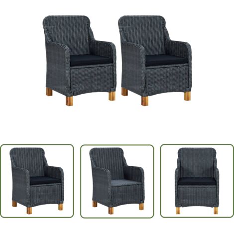 The Living Store Chaises de jardin avec coussins lot de 2 Résine tressée - Chaise De Jardin - Meubles De Jardin - Mobilier De Jardin - Chaise Confortable - Chaise Extérieure (1/5)
