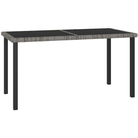 Table à dîner de jardin Gris 140x70x73 Résine tressée (1/5)