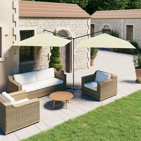 Parasol double avec mât en acier Sable 600x300 (1/5)