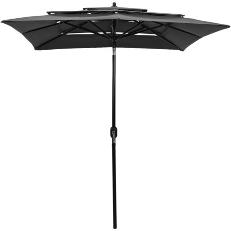 Parasol à 3 niveaux avec mât en aluminium Anthracite 2x2 m (1/5)