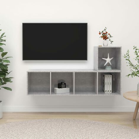 Ensemble de meuble TV 2 pcs Gris béton (1/5)