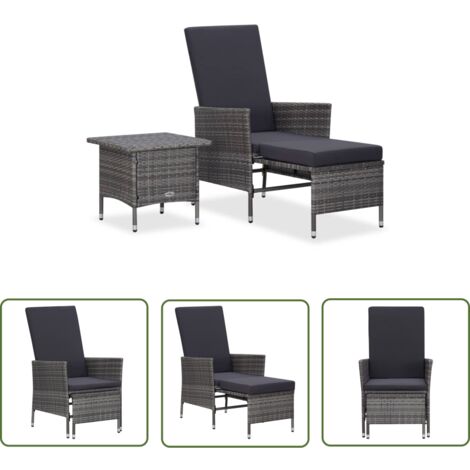 Salon de jardin 2 pcs avec coussins Résine tressée Gris 6 (1/5)