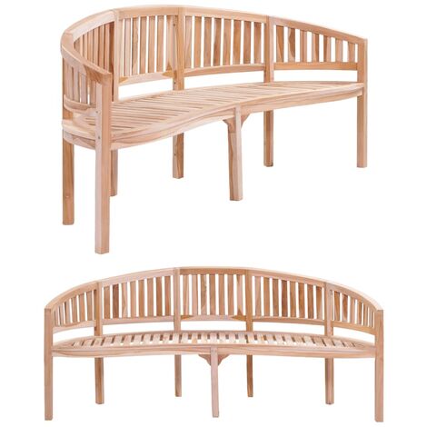 Banc de jardin en forme de banane 200cm Bois de teck solide (1/5)