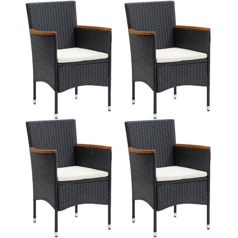 Chaises de salle à manger de jardin 4 pcs Résine tressée Noir 2 (1/5)