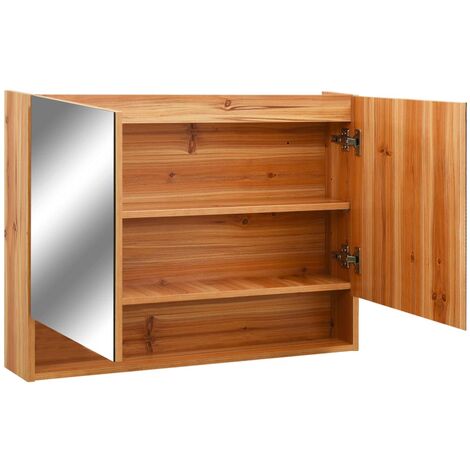 Armoire à miroir de salle de bain LED Chêne 80x15x60 MDF (1/5)
